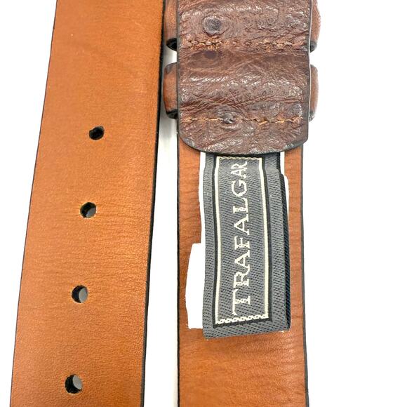 Vintage Trafalgar Brown Ostrich Print Leather Belt Size 42 Made in USA - Picture 6 of 10